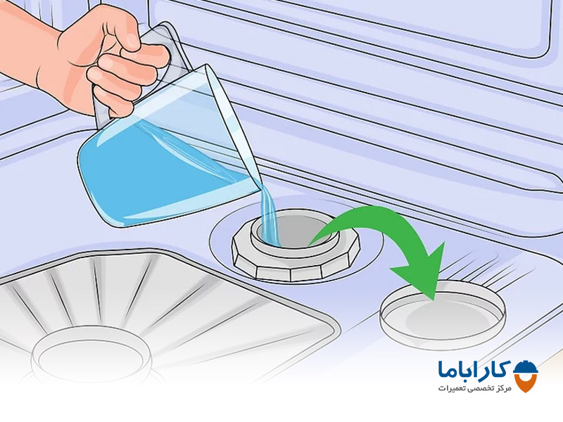 استفاده از نمک ظرفشویی - درپوش نمک را باز کنید و مقدار آب را بررسی کنید